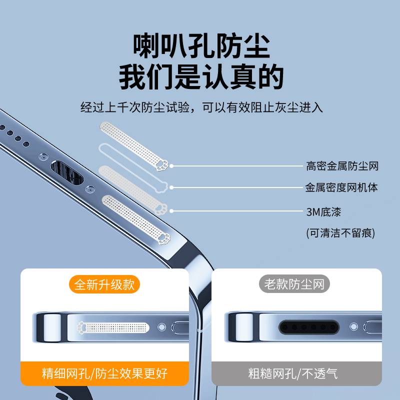 苹果13手机防尘塞可爱防尘网13promax手机喇叭防尘罩iphone13充电口