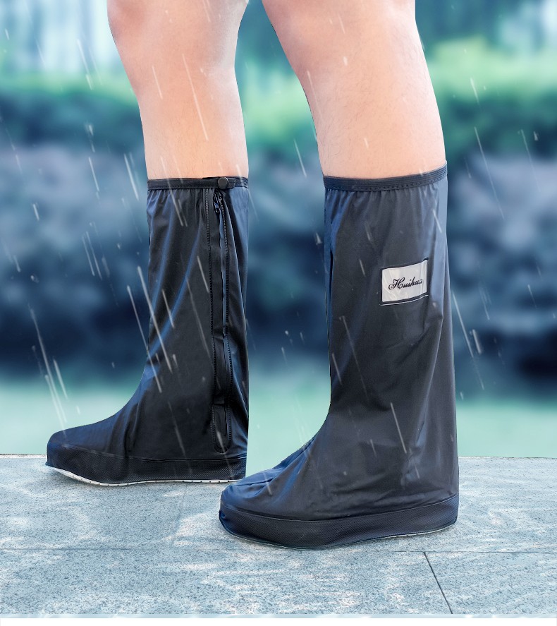 高筒防水鞋套户外旅行防水雨鞋套男女防滑加厚耐磨防雨靴茶褐色xxl40