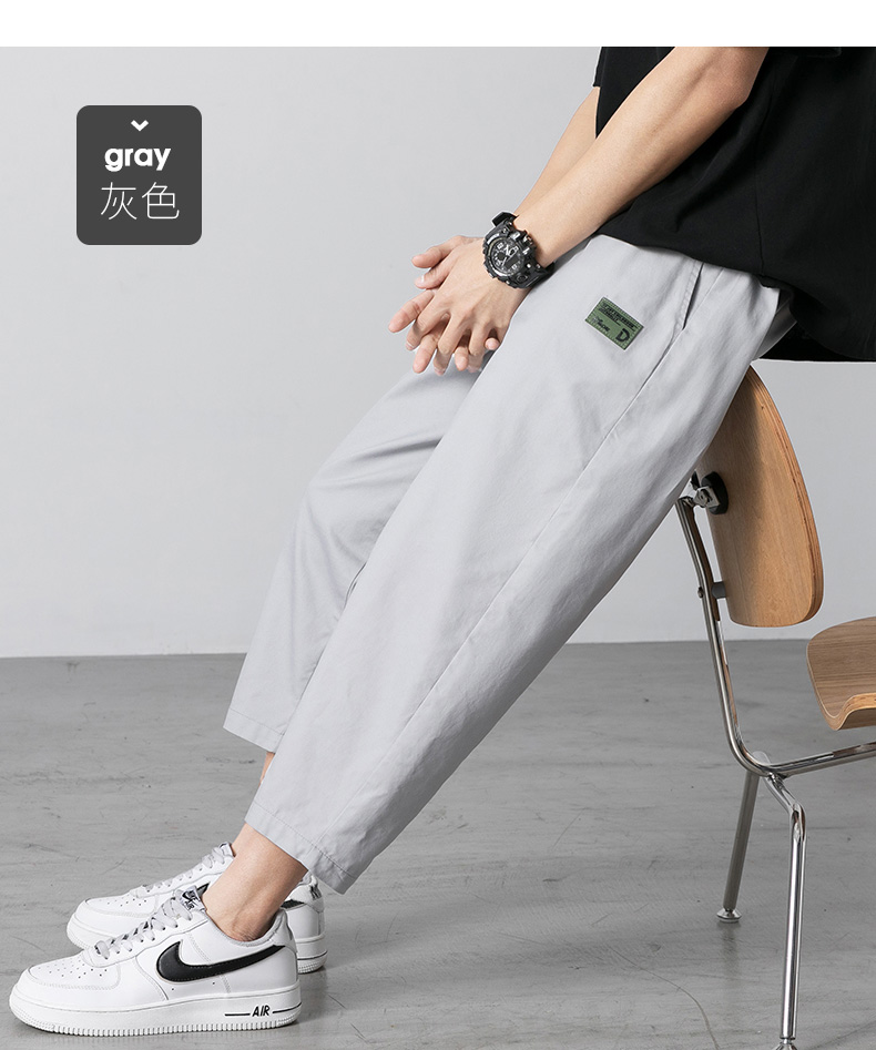 沃客侠八分裤男生矮个子裤子夏天薄款纯棉直筒裤宽松体闲裤子夏季男裤