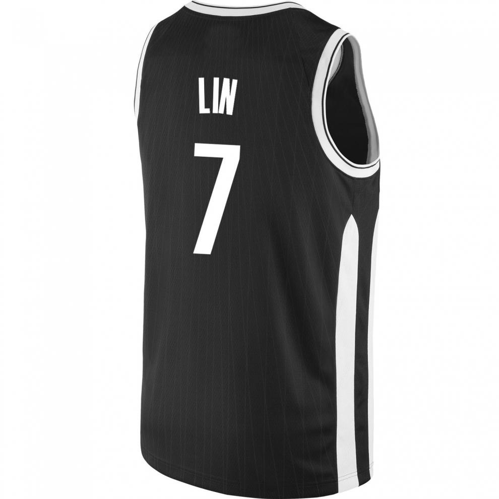 高品质耐尅全滕讯体育新款篮队7号林书豪球衣黑白城市版篮球服客场黑