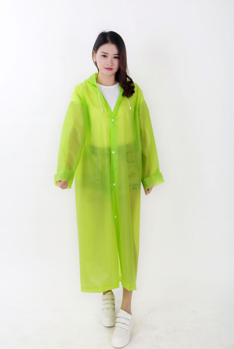 雨衣非一次性雨衣eva磨砂加厚雨披男女户外雨衣军绿色长145cm宽68cm重