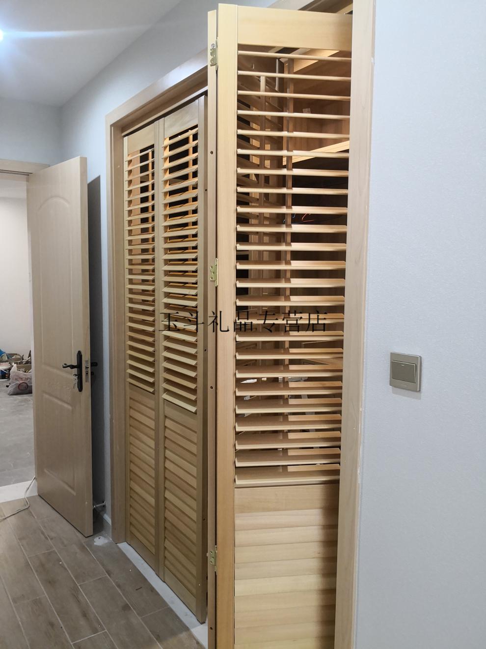 实木透气百叶门窗定制实木百叶门窗透气窗帘免打孔折叠门推拉门移门