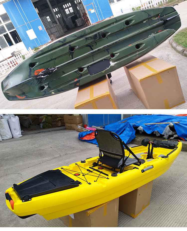 企鹅式脚踩动力单人路亚塑料钓鱼船皮划艇独木舟脚踏艇脚踩海洋平台舟