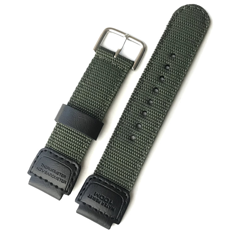 适用卡西欧gshock尼龙手表带dw5600gw5000ae1200wh凸口帆布表带绿色