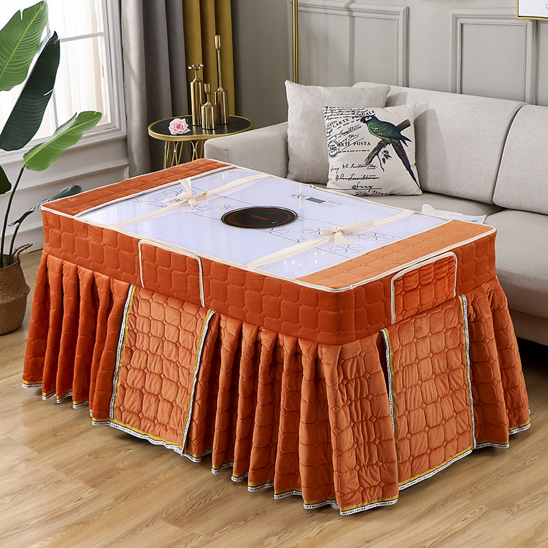 烤火罩加厚加绒电火罩套布电炉罩新款冬季家用长方形烤火炉取暖茶几罩