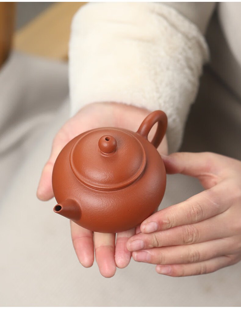 紫砂壶谢晓东手工茶壶粗砂朱泥水平壶功夫茶具壶定制 101489粗砂朱泥