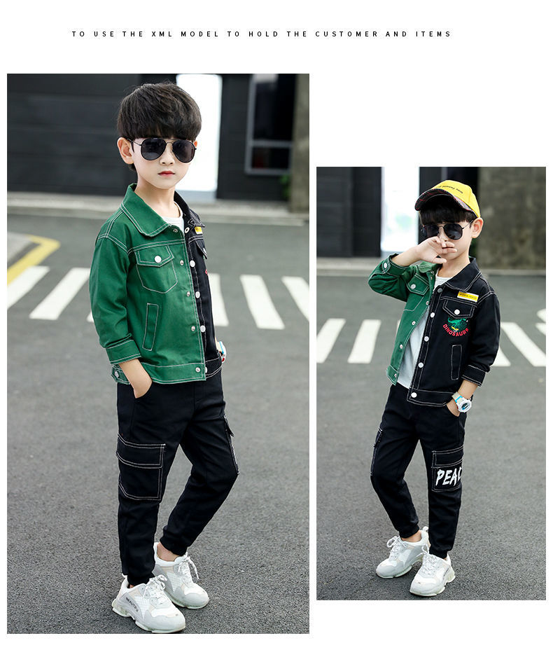 高品质童装春季套装童装男童春装套装2022新款中大童儿童春秋男孩恐龙