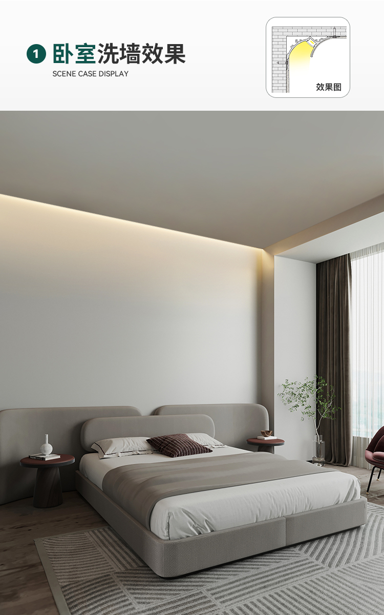 雷士花照明顶角线灯免吊顶洗墙灯明装顶角石膏线反光回型洗顶免开槽