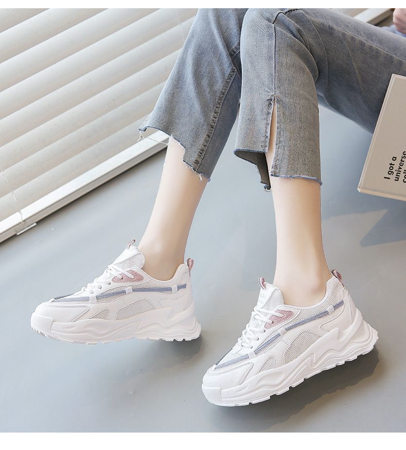 qiongju女鞋夏季网红老爹鞋女ins潮2022夏季新款百搭厚底网红小白休闲