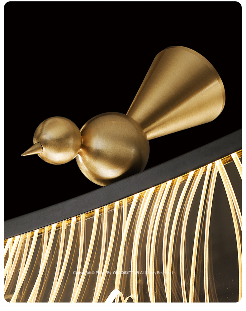 简纤意式鱼线吊灯简约现代客餐厅吧台茶室极简创意设计师后现代全铜