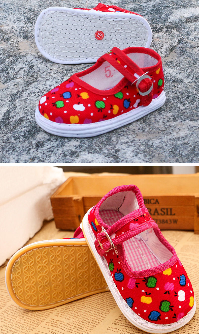 布鞋手工千层底男女学步鞋儿童抓周岁老北京0-2怡品堂 一代宝蓝色苹果