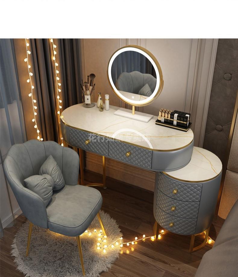 梳妆台镜子可隐藏伸缩小户型多功能带锁现代简约轻奢梳妆台卧室现代