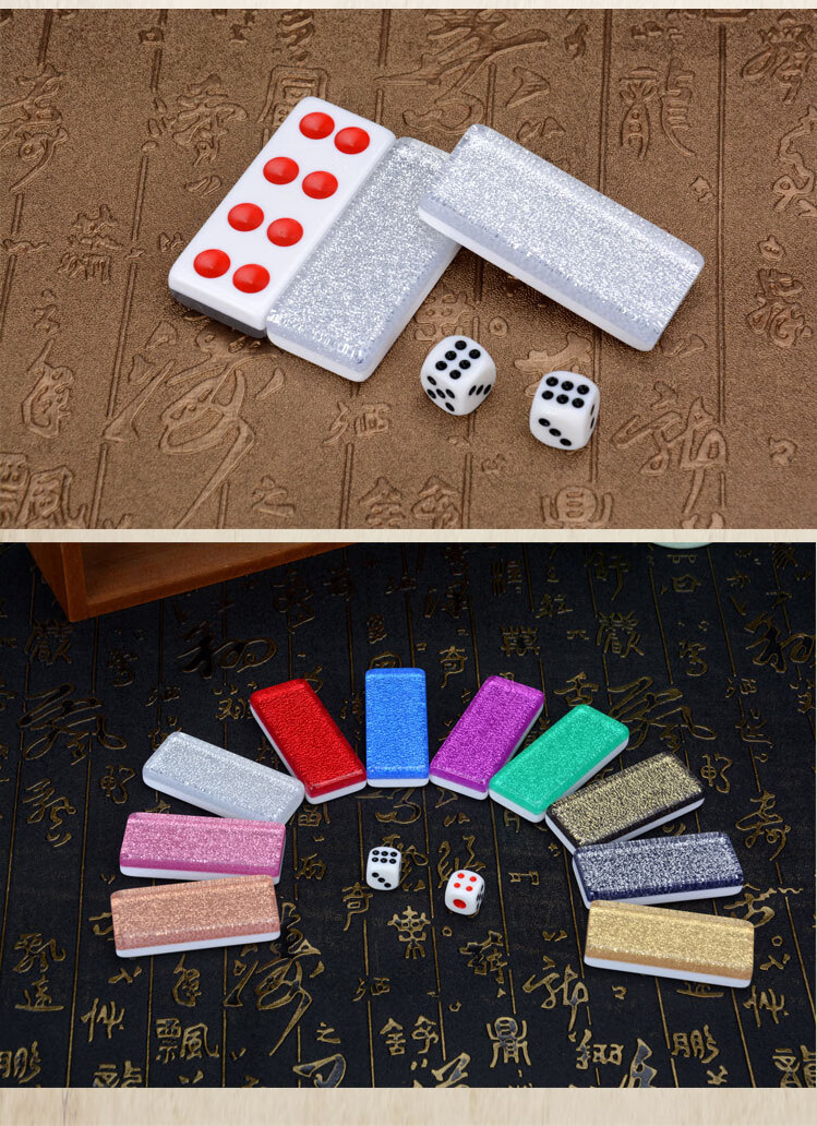 水晶彩色牌九骨牌牌九道具牌九九牌顶牛天九锦宁牌九推牌九水晶灰银牌