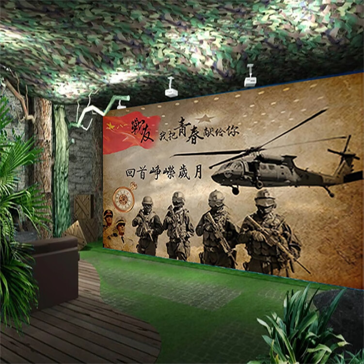 军事装饰战争贴纸墙贴迷彩自粘背景墙墙纸主题军旅贴画图横版图a2729