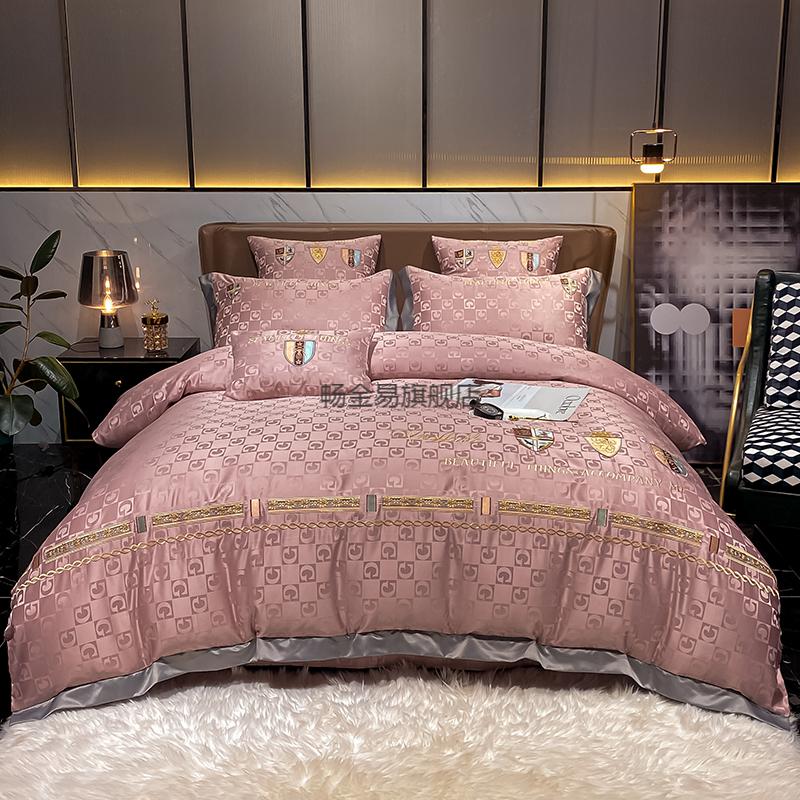 毕加索家纺四件套 高端轻奢四件套纯棉全棉床笠贡缎刺绣被套欧式感床