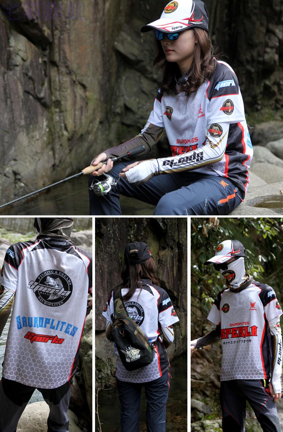 吉诺森路亚防晒钓鱼服速干短袖男女夏季立领半袖衣服钓鱼溯溪体恤印花