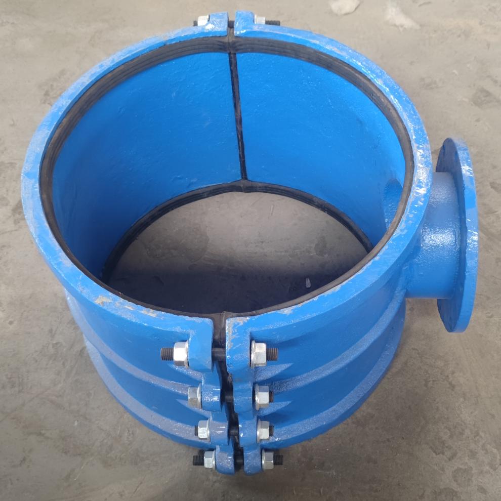 pe管专用哈夫节法兰分水三通铸铁管道开孔马鞍三通抢修器抱箍接头 p