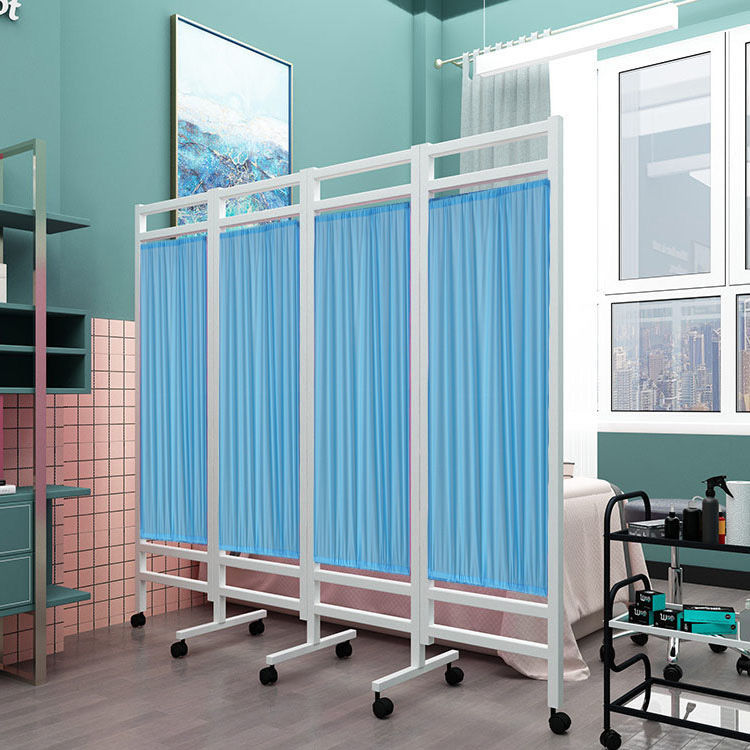 屏风隔断折屏医院卫生室诊所美容院按摩移动折叠推拿带轮屏风 蓝色 五