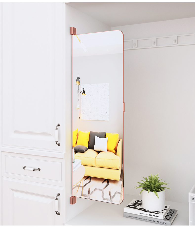 可关闭全身镜内装隐藏伸缩贴片折叠推拉小衣柜女生卧室穿衣境镜子三节