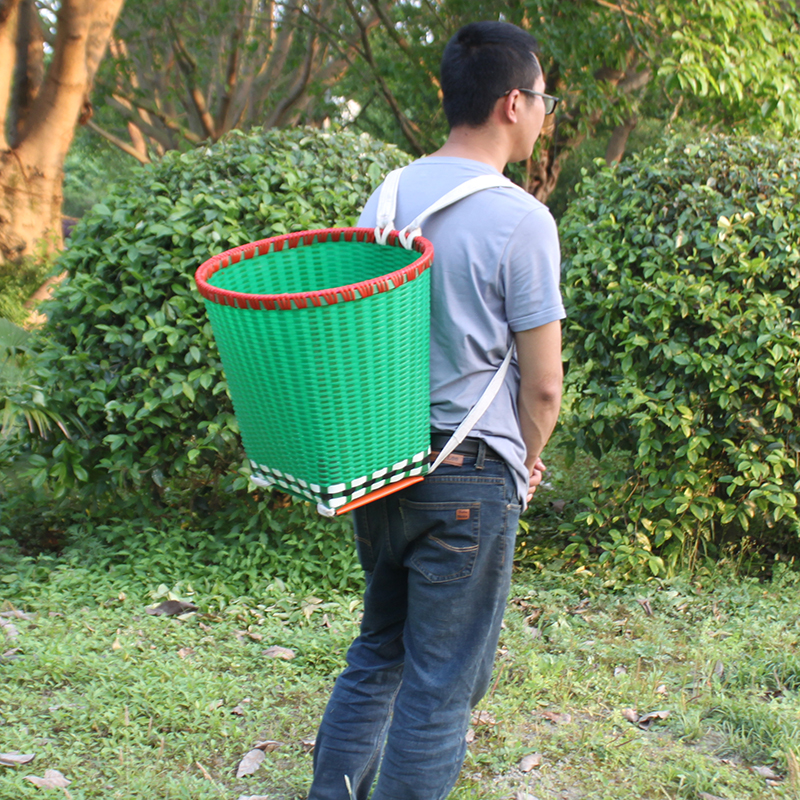 背篓塑料买菜彩色贵州编织藤编道具采茶背篼背筐手工民主风篮子a款