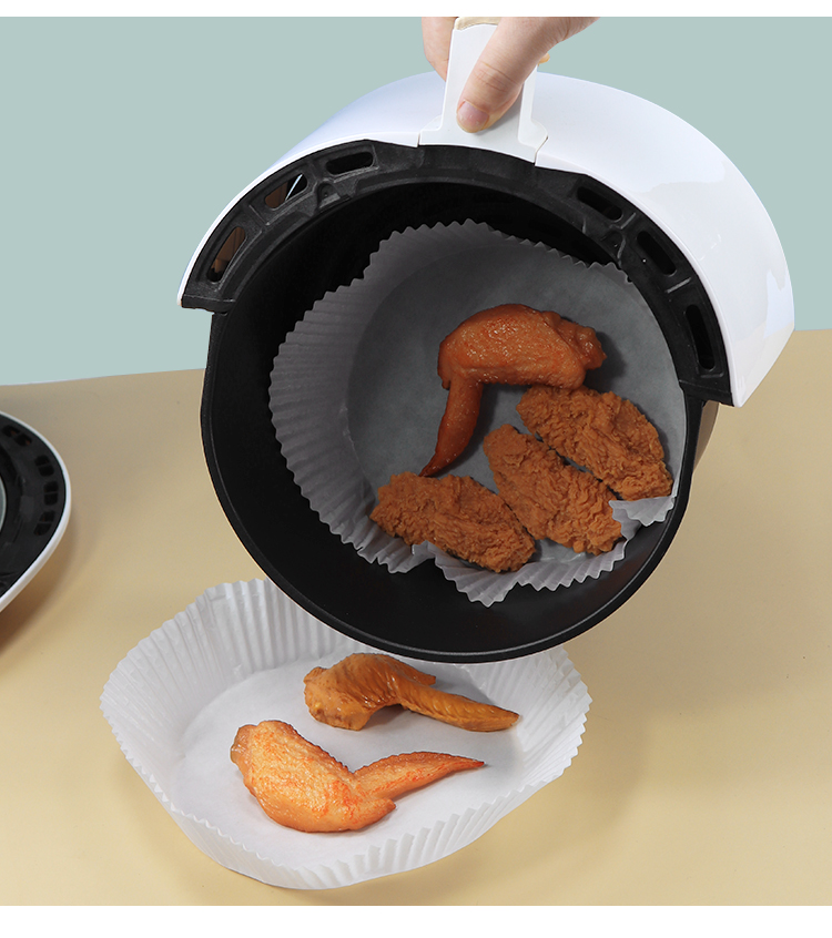 空气炸锅专用纸烘焙家用食物硅油纸圆形纸盘纸垫吸油纸垫纸白色圆形50