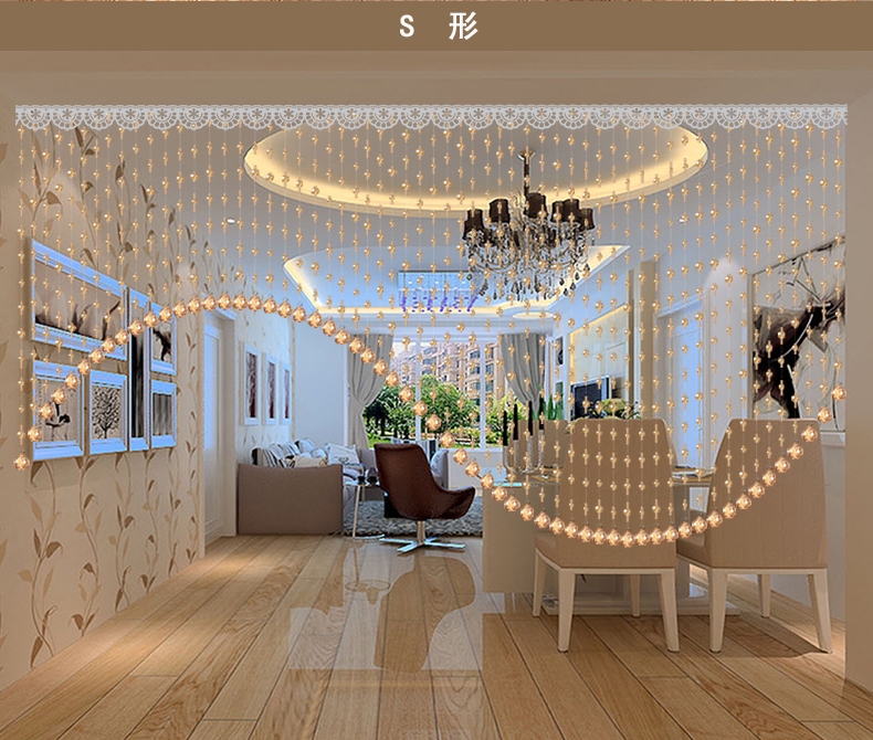 珠帘水晶珠帘帘子卫生间门帘挂帘隔断帘玄关餐客厅卧室吊帘成品免打孔