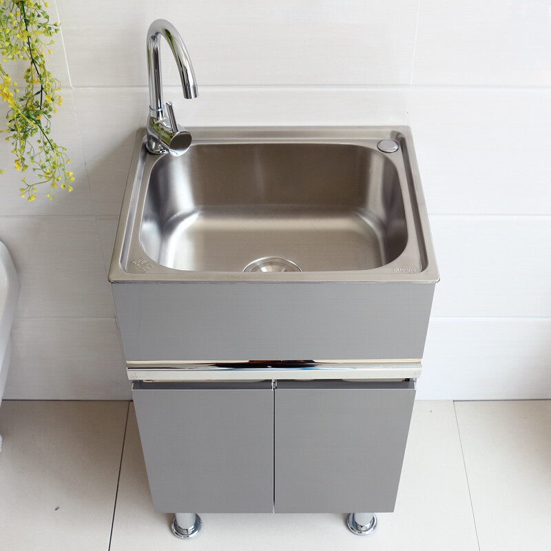 304不锈钢洗衣柜组合阳台洗衣池带搓板简约小户型洗菜台盆落地柜wm