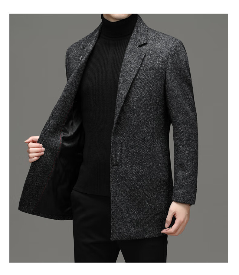 轻奢品牌意大利阿玛尼欧洲站男装毛呢大衣男中长款男士羊绒外套秋冬