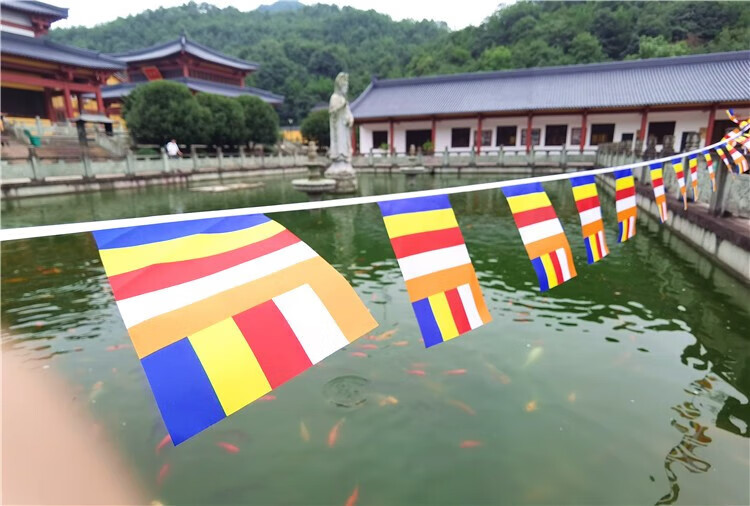 欧德斯曼 佛字莲花旗佛旗 寺庙寺院禅寺五色旗串旗万字旗旗观音庙道旗