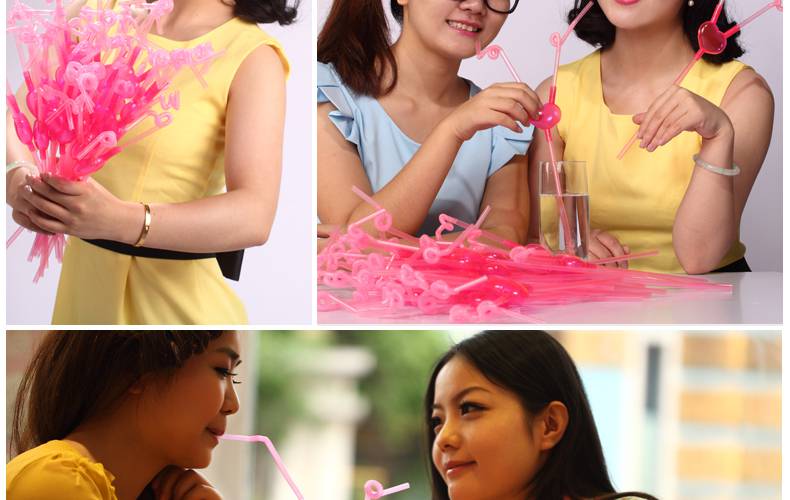情侣爱心吸管爱心创意双人艺术吸管diy情侣吸管情人节生日酒吧咖啡
