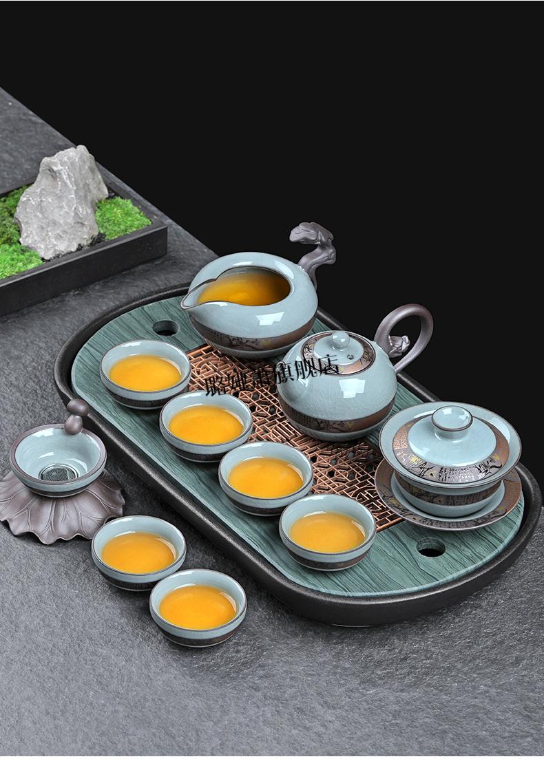 茶具套装家用高端大气茶具组合套装家用茶杯陶瓷茶壶办公室中式轻奢小