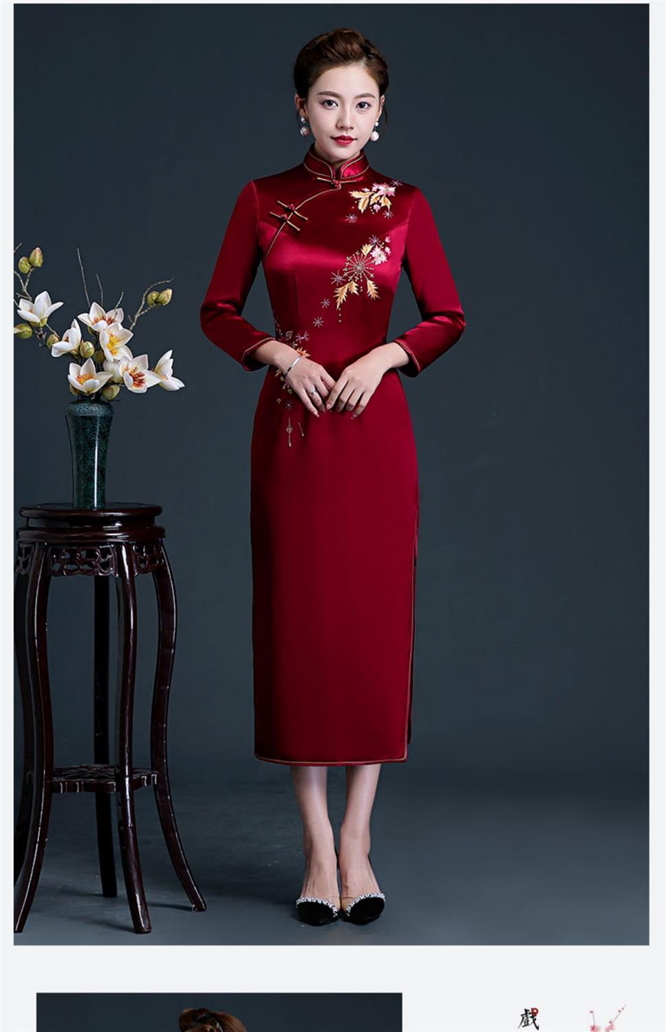 喜婆婆婚宴高贵喜庆服装婚礼妈妈装礼服高端婚礼妈妈母亲结婚长袖礼服