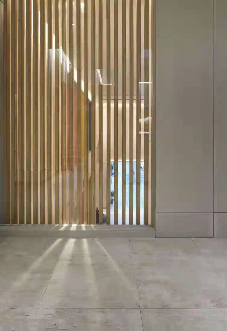 屏风隔断 北欧现代简约木格栅玄关禅意条装饰背景墙 北美胡桃木定制