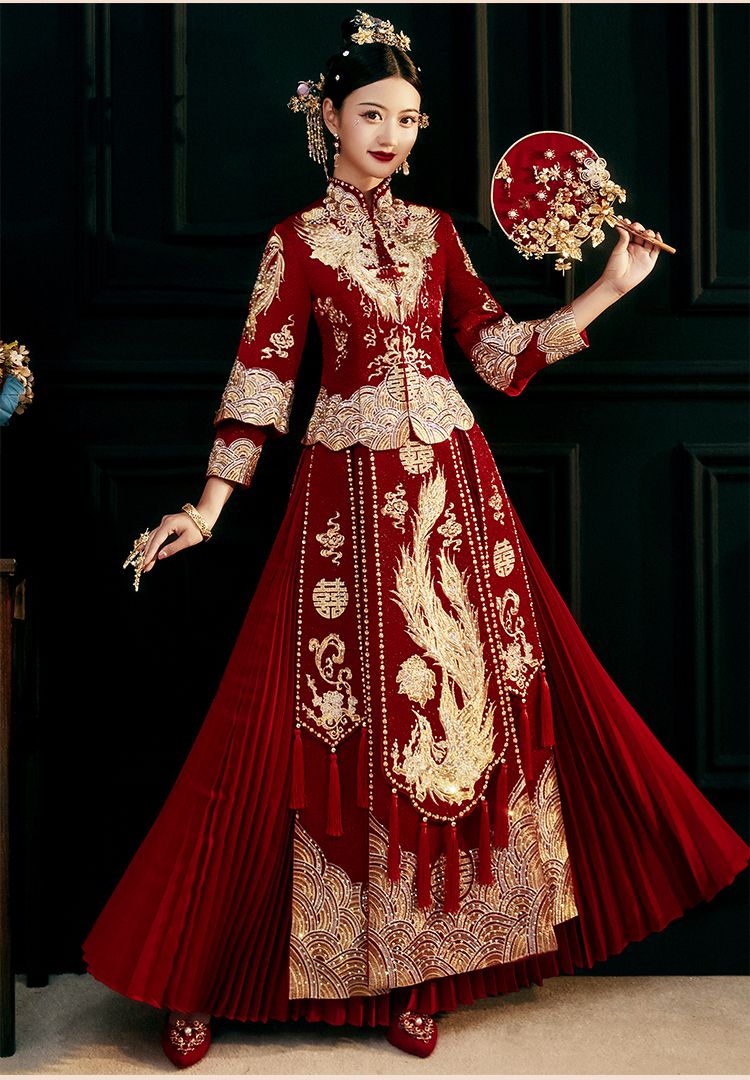 秀禾服情侣装秀禾服新娘2022年新款结婚敬酒服情侣婚纱龙凤褂女夏红