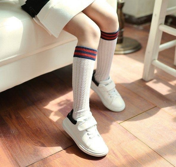 春秋夏季新款女童中筒袜小女孩丝袜韩版棉袜子长筒儿童半腿过膝 黑色