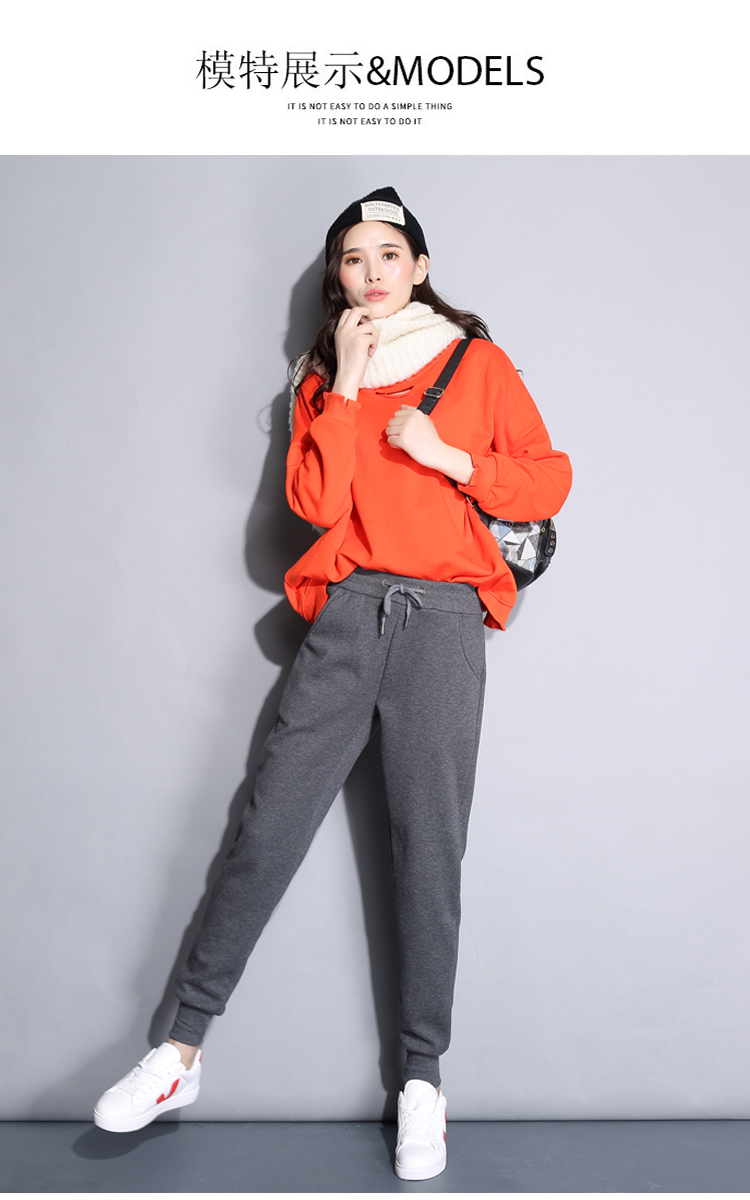 慕卡蜜女士冬季小个子收脚裤加绒加厚外裤运动裤女秋休闲小脚保暖宽松