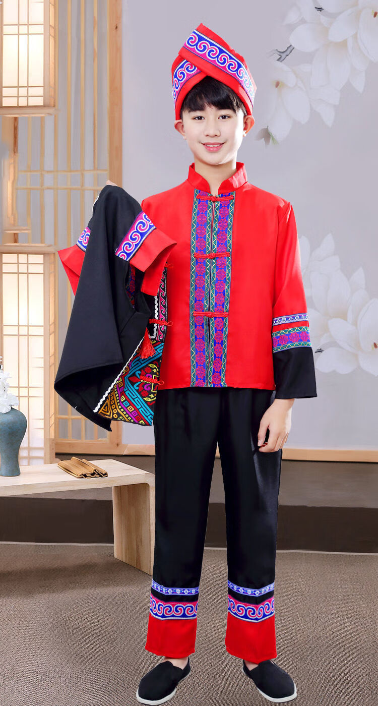 禾佳成国潮男装联名 广西壮族三月三男童民族服装儿童表演服饰少数