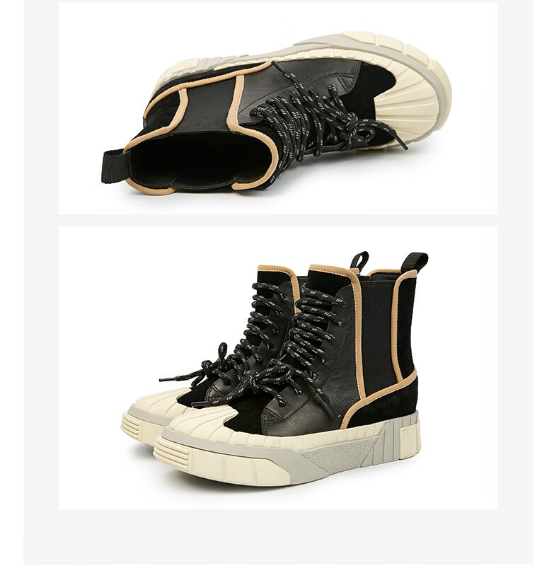 mio米奥女鞋2019秋冬潮流厚底高帮板鞋女ins潮休闲鞋m195613192黑色38