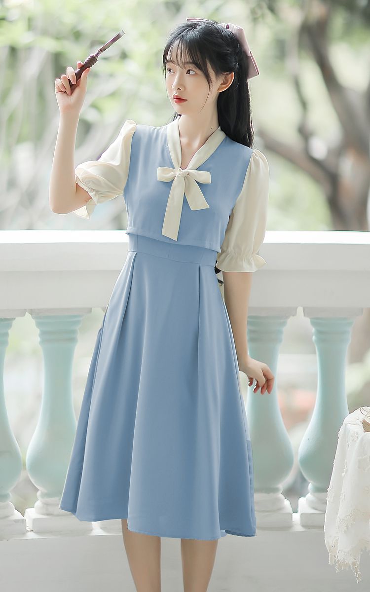 本顾夏季小清新连衣裙少女夏装2022年新款初中生高中生大学生仙女超仙