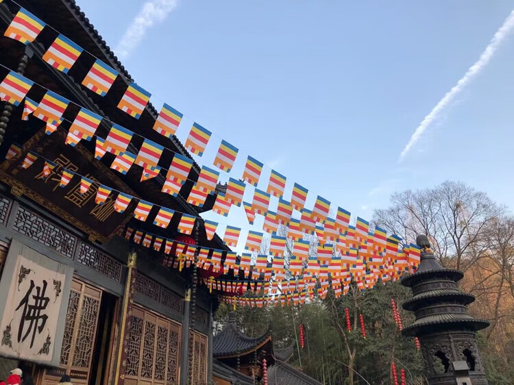 欧德斯曼 佛字莲花旗佛旗 寺庙寺院禅寺五色旗串旗万字旗旗观音庙道旗