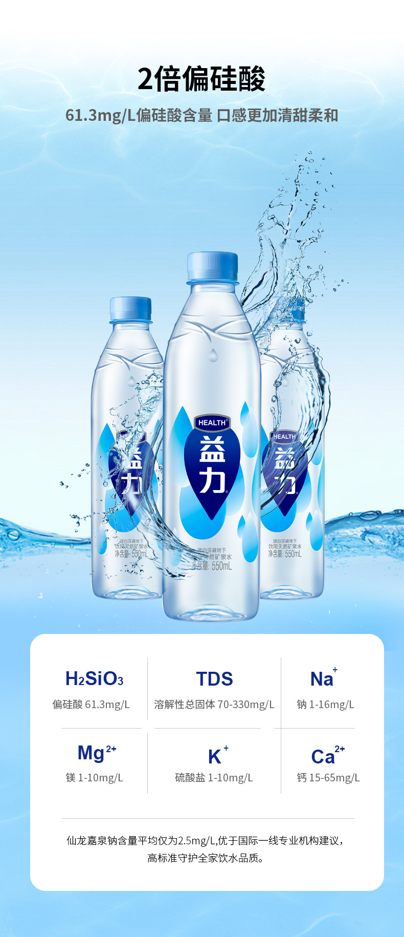 益力矿泉水 550ml*24瓶整 益力矿泉水 弱碱性低钠饮用水 370ml*12瓶