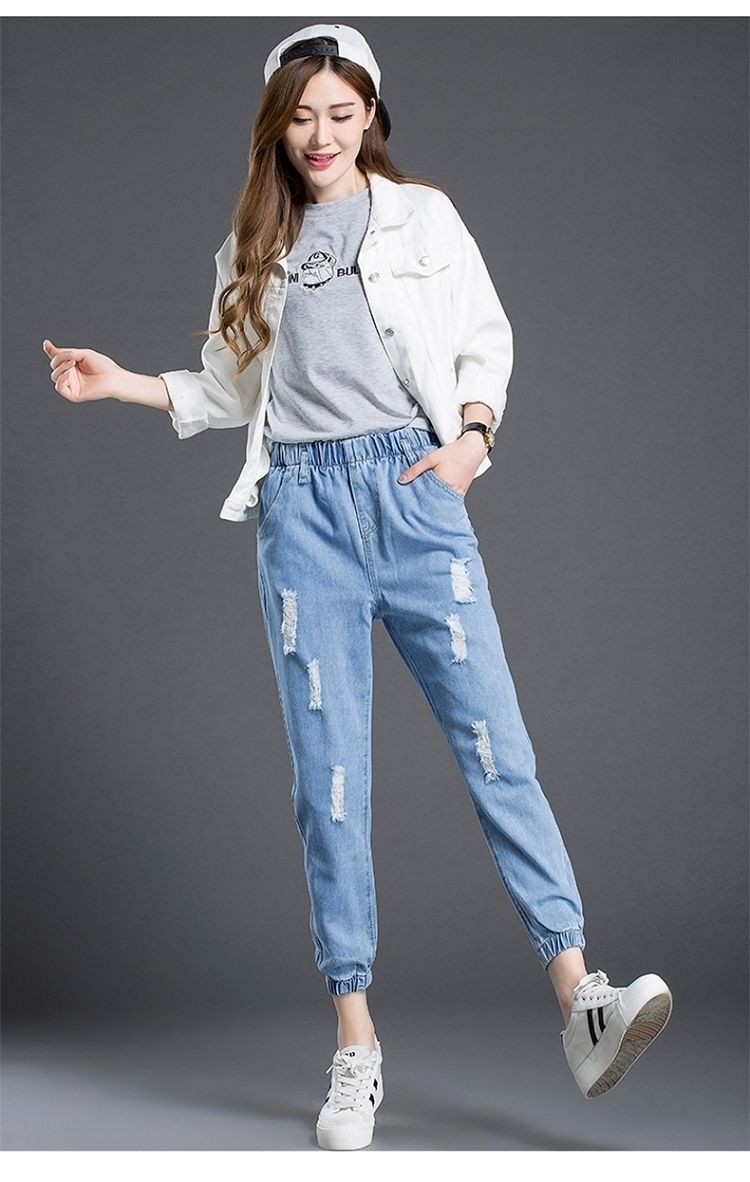 牛仔裤少女春季2020新款韩版宽松休闲裤初中高中学生春季薄款裤子