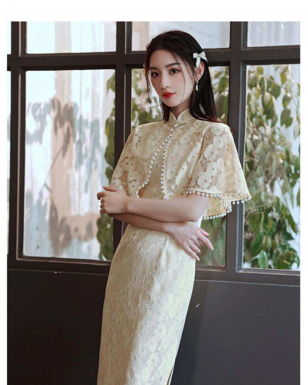 纪堡驰民国风小洋装蚀骨凌韵司藤旗袍2022年新款蕾丝连衣裙民国夏季女