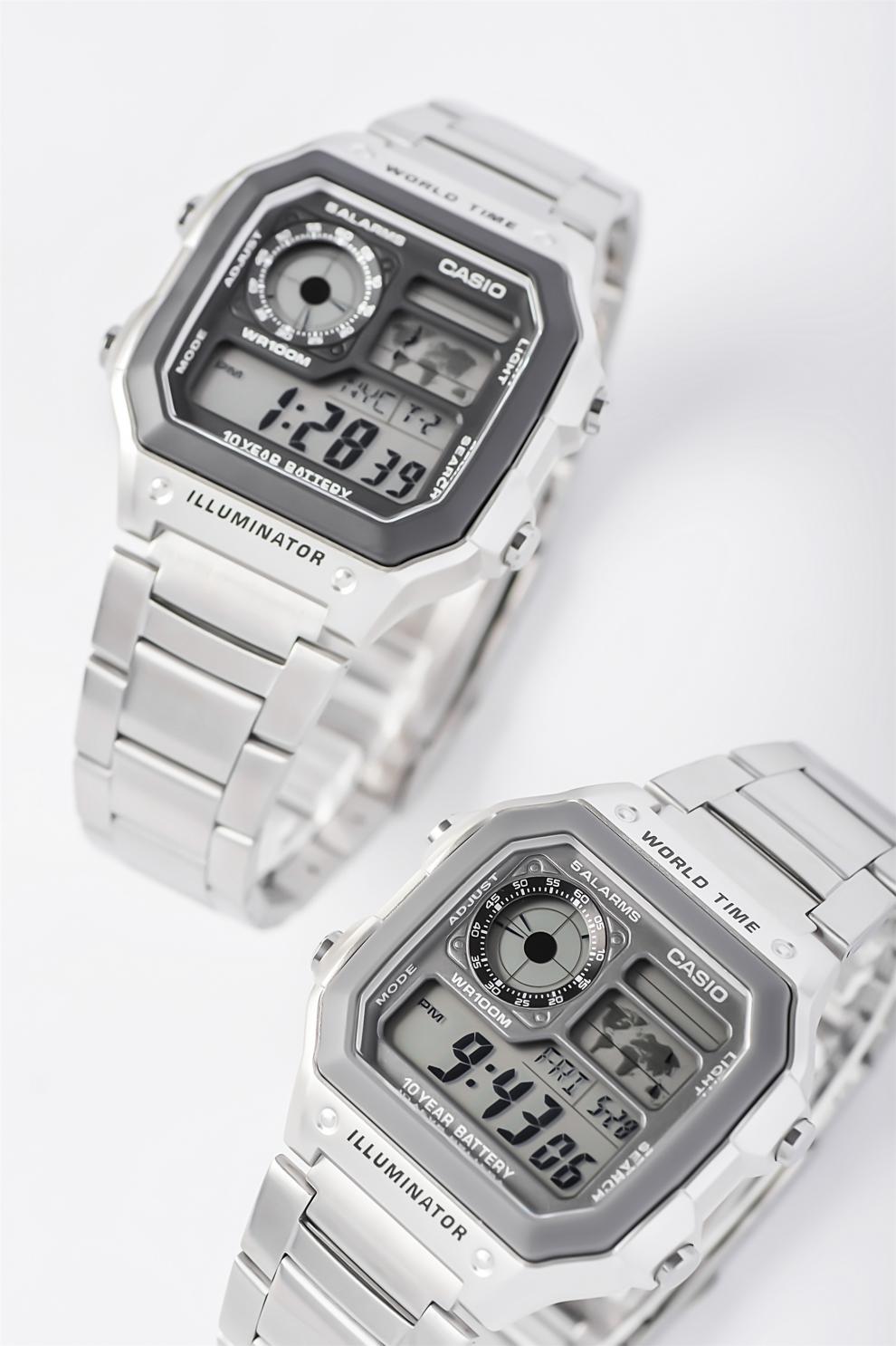 卡西欧(casio)卡西欧ae1200wh钢链 casio ins复古多功能运动防水手表