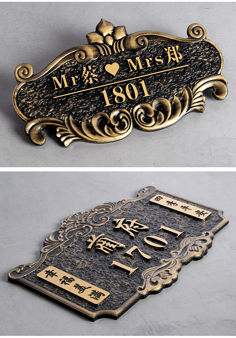 门牌号码牌酒店创意个性别墅门牌号家用楼栋楼层牌金属仿铜数字牌单元