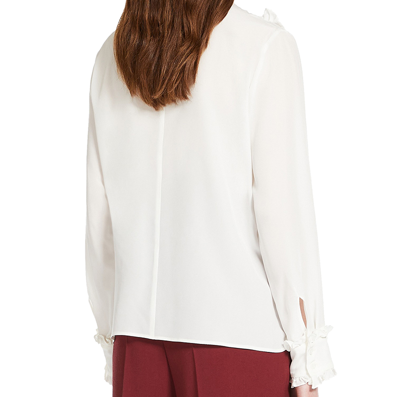 maxmara/麦丝玛拉 22年秋冬新款 rebus系列 女士白色真丝双绉高领衬衫