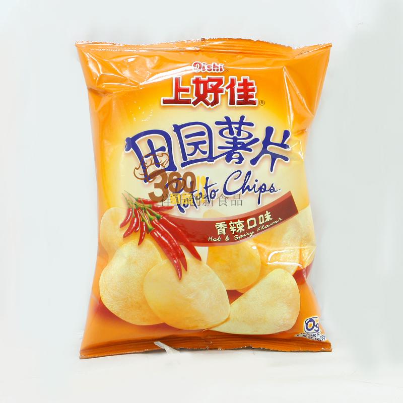 整箱上好佳田园薯片50g20袋香辣辣口味膨化食品休闲零食