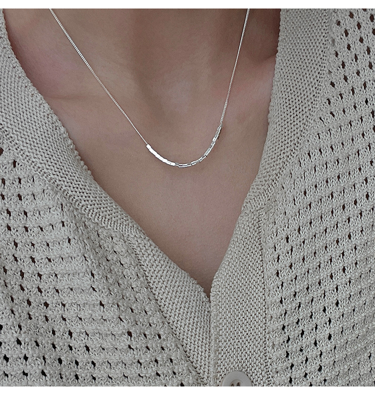 ck方块项链女生轻奢小众设计感小珍珠锁骨链简约颈链送闺蜜女友老婆