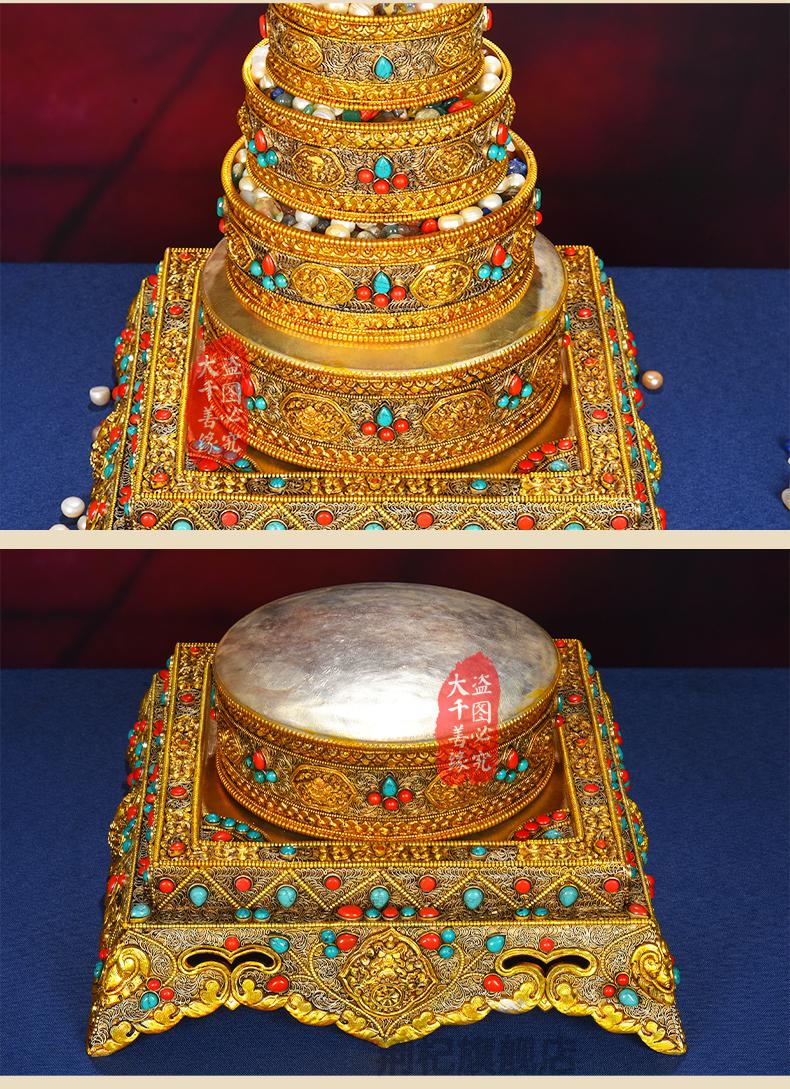 纯铜曼扎盘大号尼泊尔掐丝15cm修盘供曼扎盘紫铜鎏金纯铜曼茶罗全套