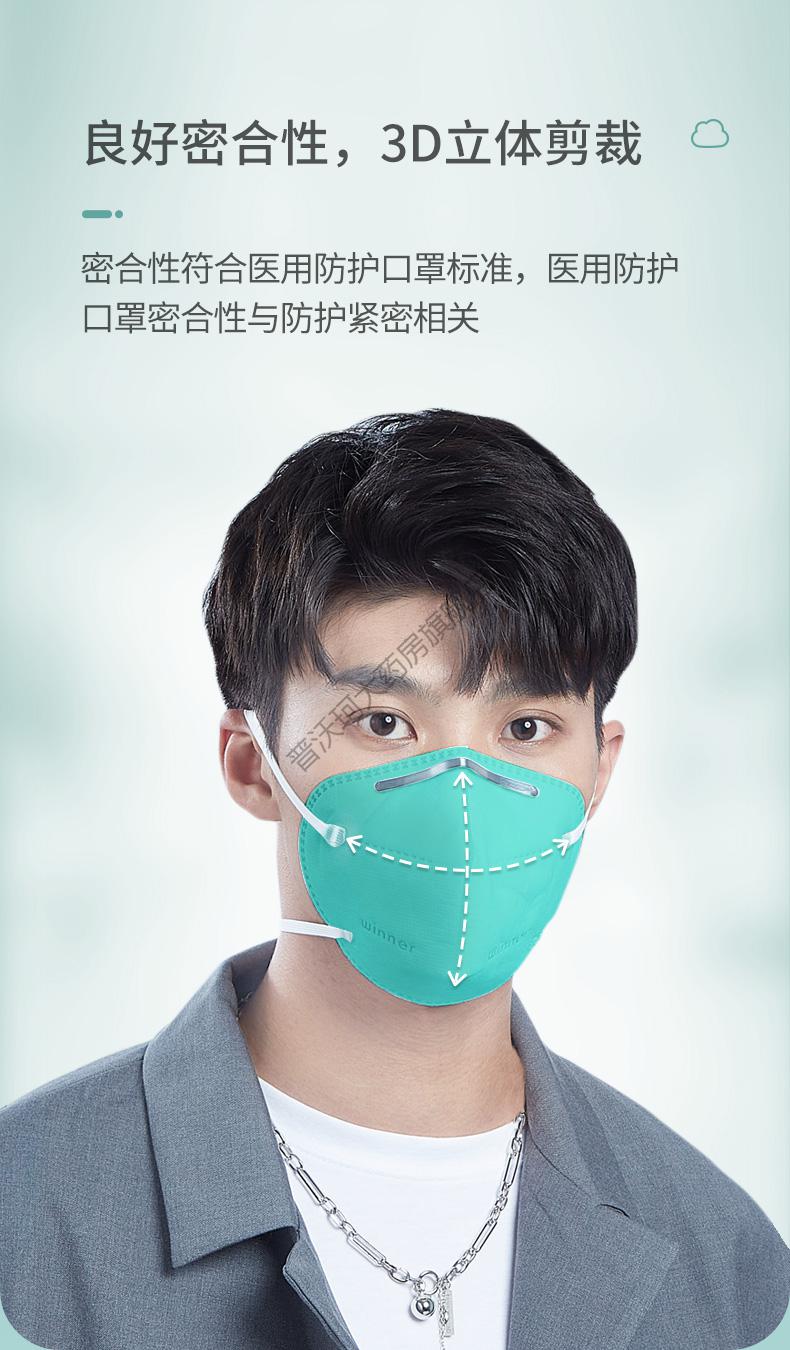 稳健winner医用防护口罩n95口罩级3d立体口罩头戴式一次性独立包装50